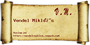 Vendel Miklós névjegykártya