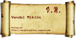 Vendel Miklós névjegykártya